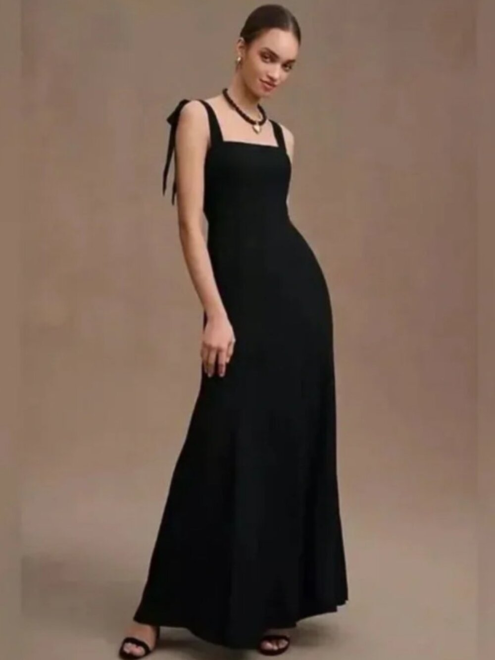 NWT BHLDN Clara Shoulder-Tie Square-Neck Georgette Gown